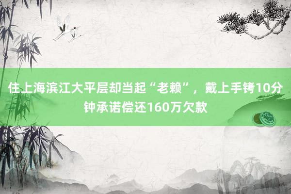 住上海滨江大平层却当起“老赖”，戴上手铐10分钟承诺偿还160万欠款