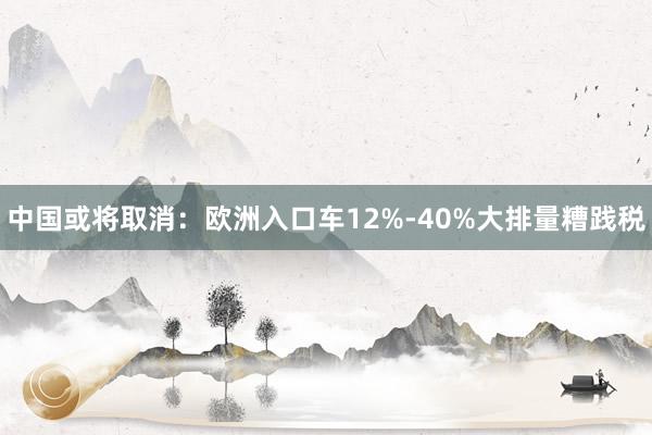 中国或将取消：欧洲入口车12%-40%大排量糟践税