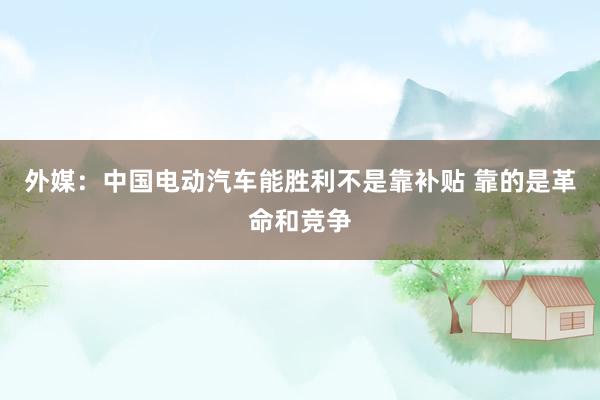 外媒：中国电动汽车能胜利不是靠补贴 靠的是革命和竞争