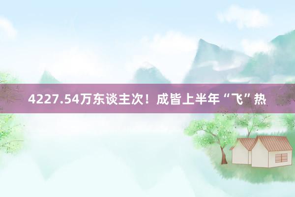 4227.54万东谈主次！成皆上半年“飞”热