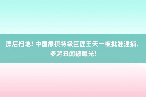 漂后扫地! 中国象棋特级巨匠王天一被批准逮捕, 多起丑闻被曝光!