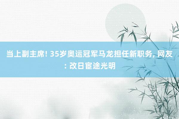 当上副主席! 35岁奥运冠军马龙担任新职务, 网友: 改日宦途光明