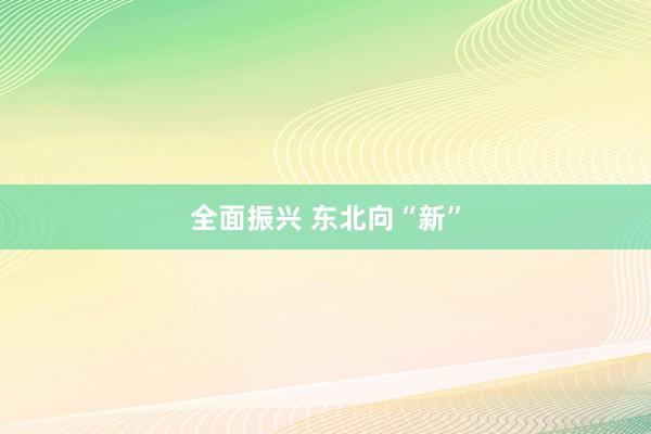 全面振兴 东北向“新”