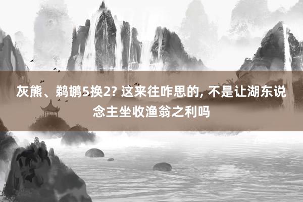 灰熊、鹈鹕5换2? 这来往咋思的, 不是让湖东说念主坐收渔翁之利吗